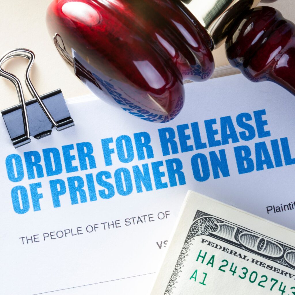 order for release of prisoner on bail with hundred dollar bill and gavel