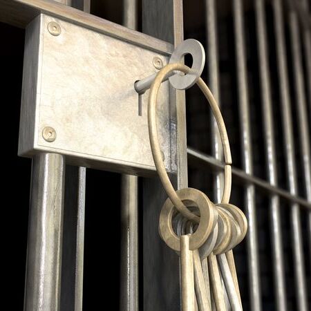 jail cell with dangling keys