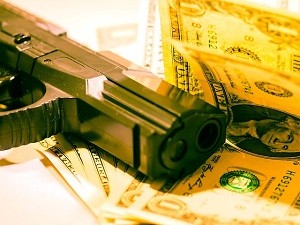 money and handgun